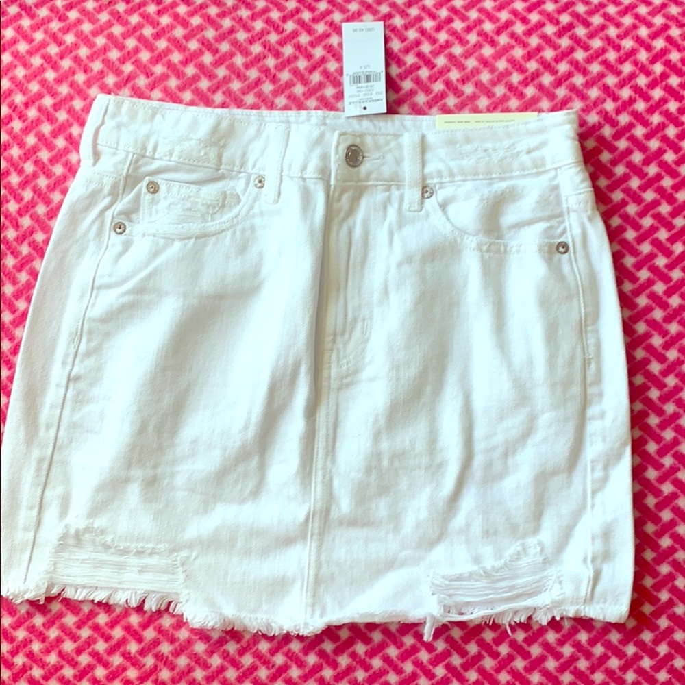 Highest rise mini denim skirt